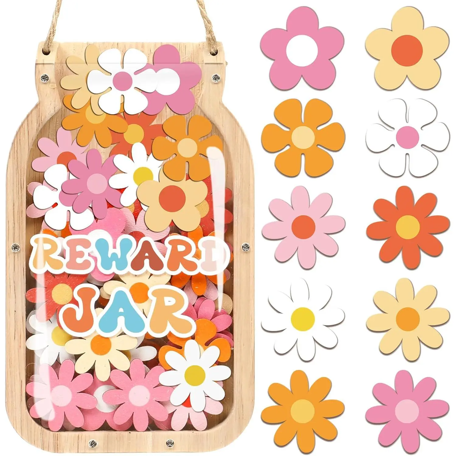 61 count Daisy  Reward Jar for , Potty  Behavior  Reward Chart and Chore Chart Behavior Reward Jar for Boys Girls  Classroom School Motivate Responsibility