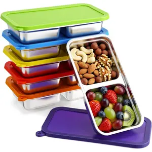 6 Pack Stainless Steel Snack Container with   Snack Bento Boxes for  Stackable Meal Fruit Container Divided  Storage Boxes for Travel Camping Lunch Prep Adult