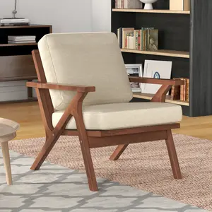 [Springtok Deal] Ebello 30" Wide Upholstered PU Leather Accent Armchair with Solid Wood Frame & Removable Cushions, Brown