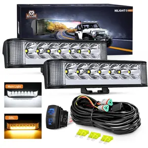 Nilight Side Shooter LED Light Pods with Amber DRL 6.5 Inch 2089LM Spot Flood Combo Offroad Driving Auxiliary Lights w/ 16AWG Wiring Kit for Truck ATV UTV Jeep