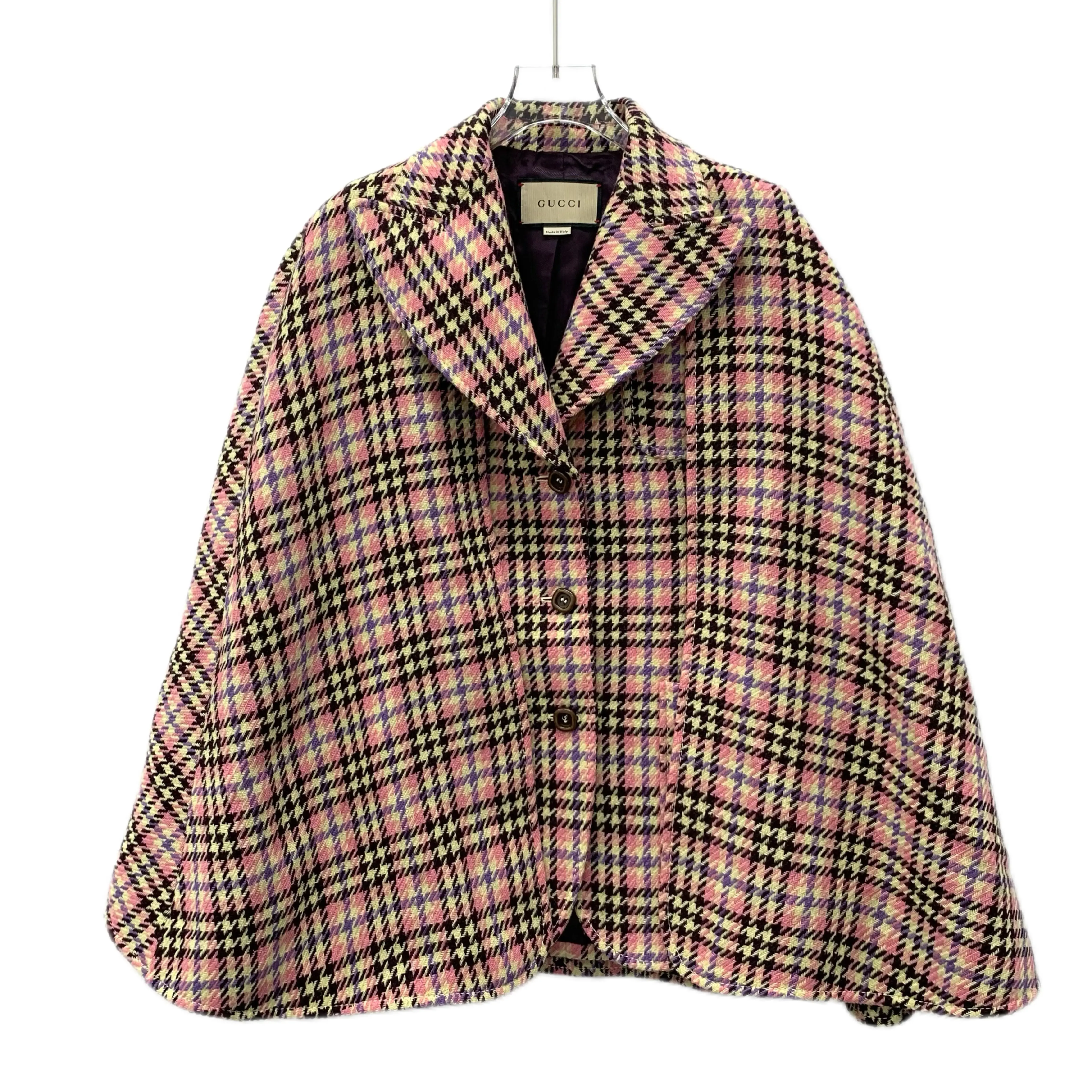 RDLT- Gucci Brown Stripe Mohair Cape Coat Size 38