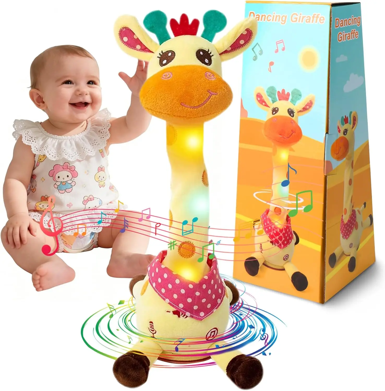 MIAODAM Dancing Giraffe Toddler Toy Colorful Interactive Talking Sight Word Flash Toy Style Plush Stuffed Animals Musical Singing Glowing Mimicking Bedazzled Stuff Cute Girly Gifts Kids Learning Materials Birthday Children's Day for Kids DealsForYouDays