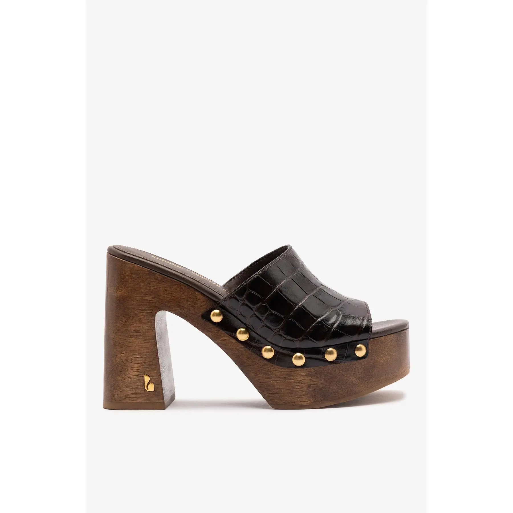 Larroudé x Kenneth Cole: Mule Dark Oak Croco Leather