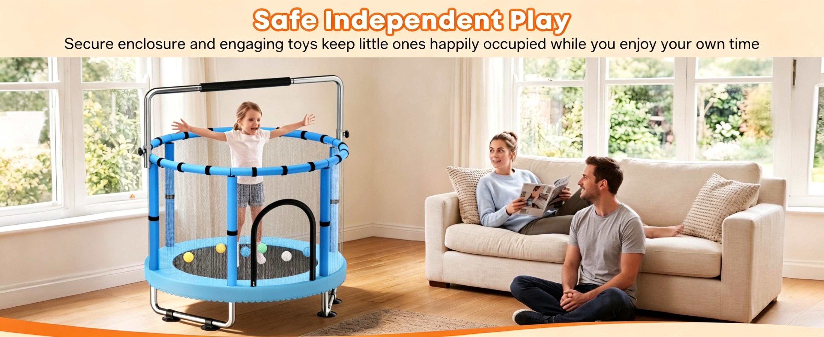 Toddler Trampoline with Safety Net,440lbs Kids Trampoline Indoor Outdoor,Mini Trampoline Playset for Boys & Girls, backtoschool, glowup