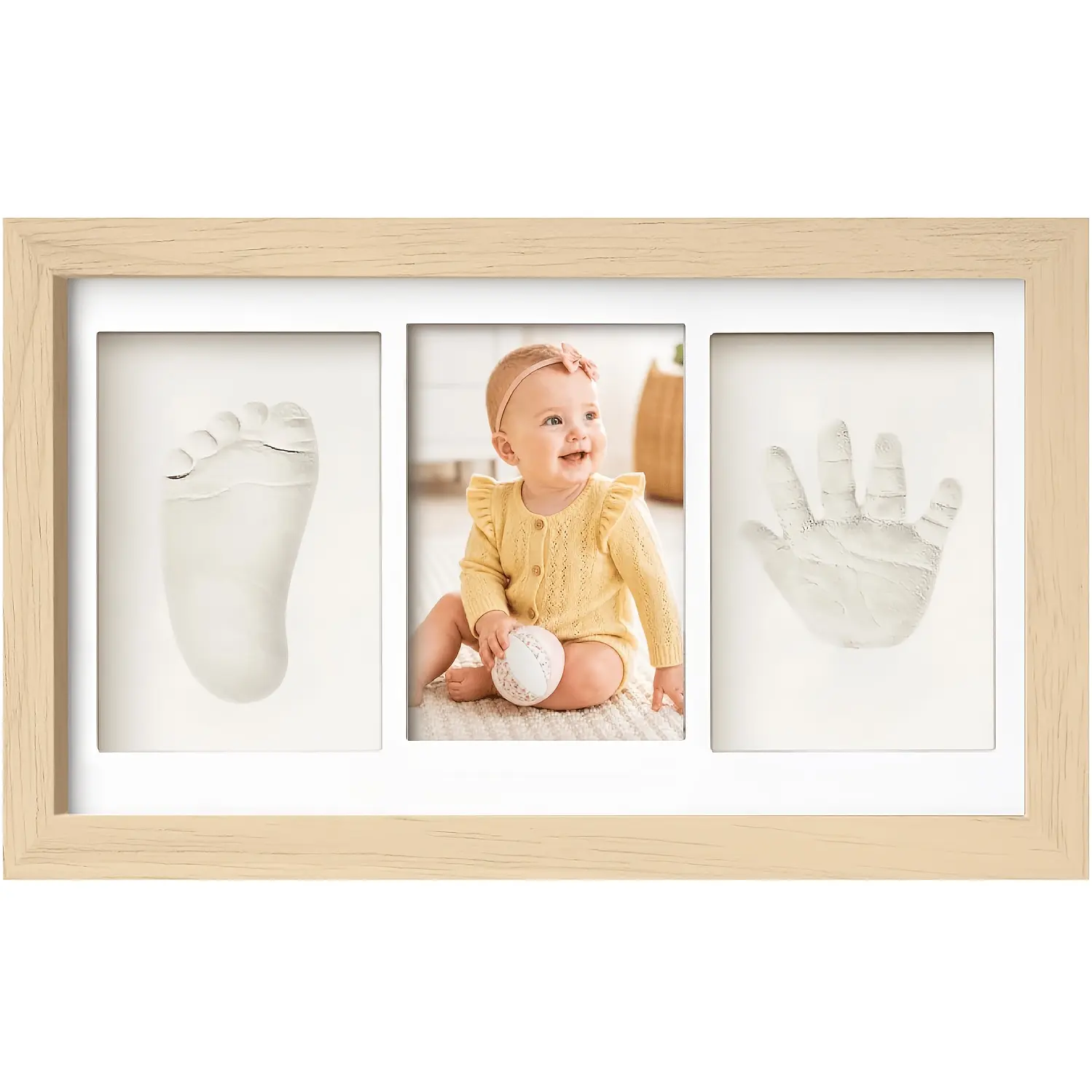 Pet Hand & Footprint Clay Souvenir Picture Frame - Quick-Drying Impressions, Clay & Wood Home Decor, Personalized 1st Christmas Shower Gift for New Mothers, Handprint and Footprint Art Speciality Photo Frames Kit