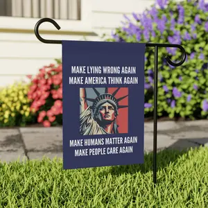 Make Lying Wrong Again Resist Anti Trump House Garden Flag, No Kings In America Subtle FDT Rally Anti Billionaire Activist Flag