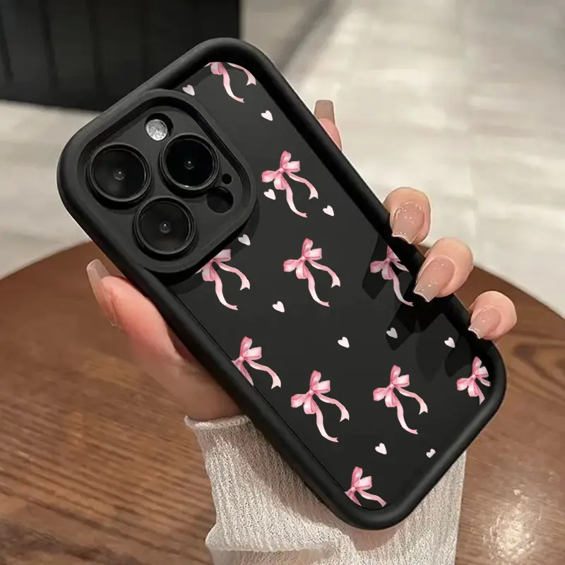 Bow Pattern TPU Phone Case, Slim Durable Protector for iPhone 17,16,15,14 Pro Max,13,12,11,XR,XS,Air,Plus - Shockproof, Full Camera Protection Silicone Casing, Mobile Phone Accessories, Smartphone