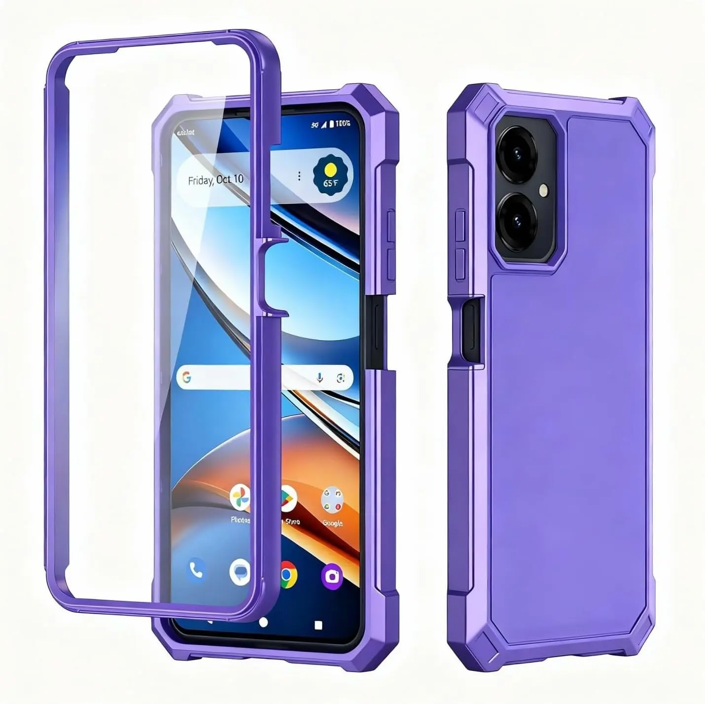 for Cricket iCon 2026 Phone Case/ATT Propel 3 5G Phone Case with Screen Protector,[Front Silicone Bumper+Frosted PC Back] Full Body Protection with Military Grade Shockproof Corner Bumper Purple