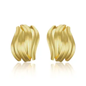 Aprilery Chunky Geometric Stud Earrings – Trendy Vintage Shell Statement Earrings for Women