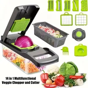 14-in-1 Multifunctional Veggie Chopper & Cutter Durable Efficient Kitchen Slicer for Cooking Meal Prep sandwich cutter Rotary Grater Montessori Toddler Tool Set