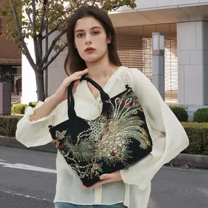 Handmade Embroidered Phoenix Pattern Women's Bag- Tote Crossbody Bag