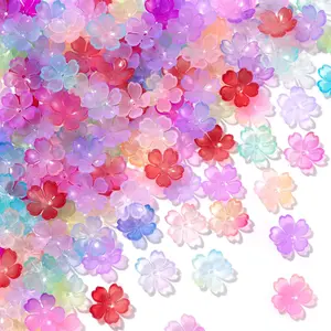 100 count Cherry Blossom Beads, 5-Petal Colorful Gradient  Flower Beads, Mini Spacer Hair Accessories Halloween Christmas for Bracelets Earring  Making