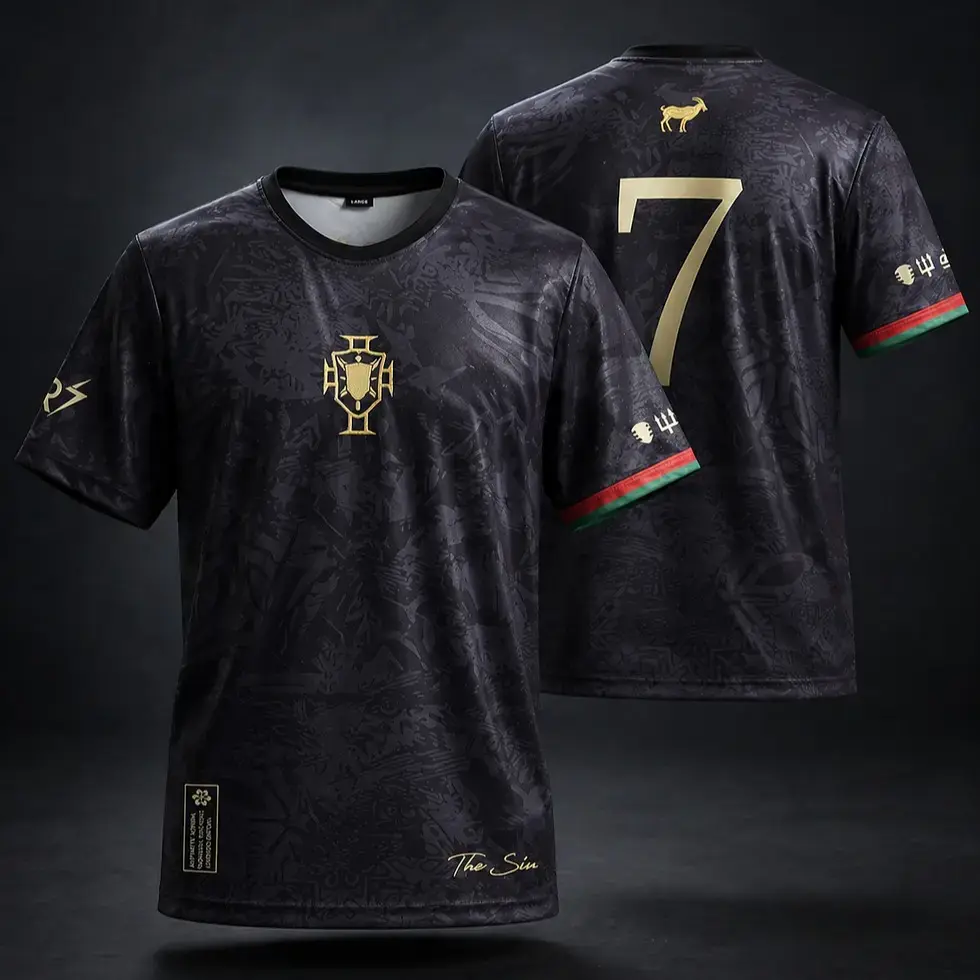 Cristiano Ronaldo Portugal #7 Black & Gold Concept Football Shirt