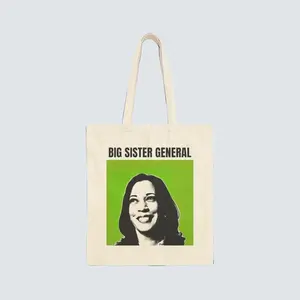 Kamala Harris 2024: BIG SISTER GENERAL Cotton Canvas Tote Bag (Project Coconut) Lightweight Durable with Dual Handle
