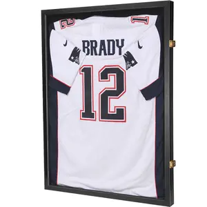 Jersey Display Case Jersey Frame Large Shadow Box Lockable with UV Protection Acrylic and Hanger for Baseball Basketball Football Soccer Hockey 2XL Sport Jersey Shirt,Black