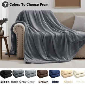 Double-Sided Cloud Plush Warm Solid Color Fleece Blanket, Contemporary All Season Throw Blanket for Home, Versatile Knee Blanket for Pets