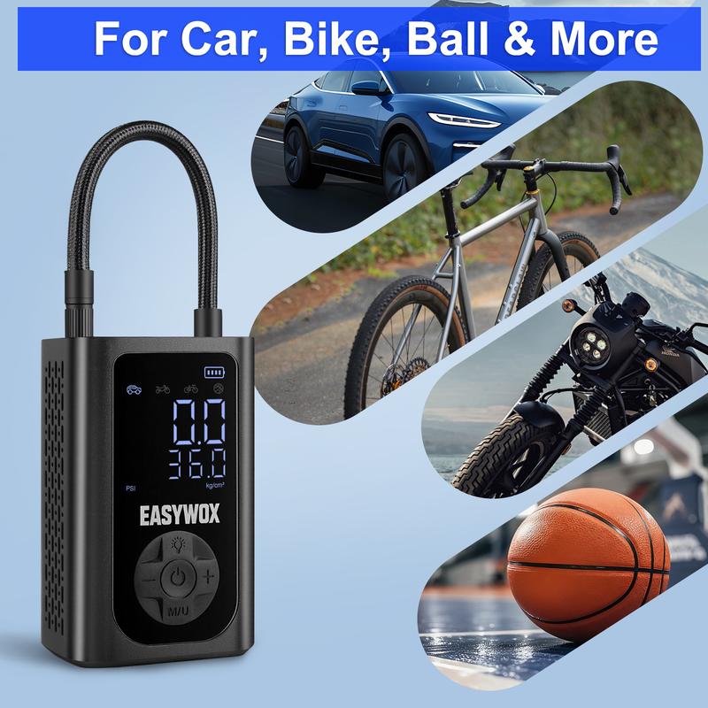 Easywox Portable Wireless Tire Inflator 150PSI Smart Air Pump Power Bank LED Light for Cars Motorcycles and Other Vehicles