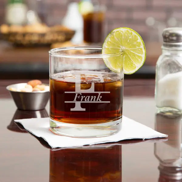 Personalized Whiskey Glasses, Monogram ,  Gift Drinkware Engraved Thick