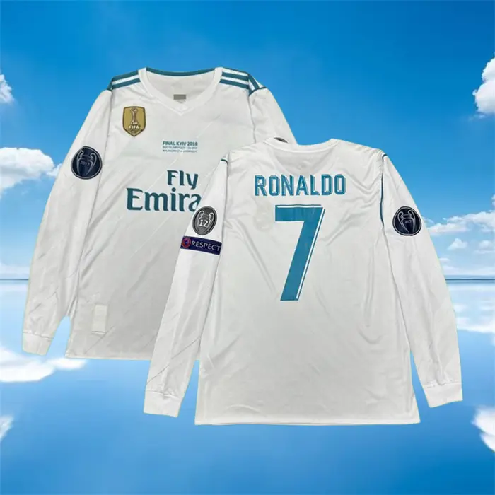 17-18 Home White No.7 Ronaldo Long Sleeved Soccer Jersey