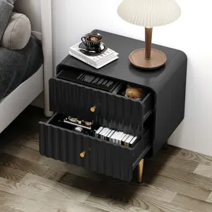 Modern Nightstand with Gold Legs, Sturdy MDF Panel & Smooth Metal Slides, Perfect for Bedroom, Living Room, Small Space, Aesthetic & Functional, Safe Arc - Angles, for Home Decor Enthusiasts