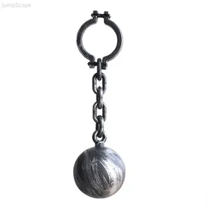 Vintage Prisoner Shackle Prop, Rusty Plastic Handcuffs & Ankle Cuffs with Chain Ball for Halloween Party & Cosplay Jail Costume Accessories