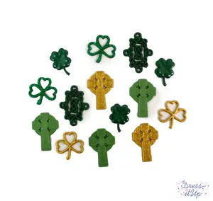 Emerald Isle Religious Cross Shamrock Celtic Themed Buttons