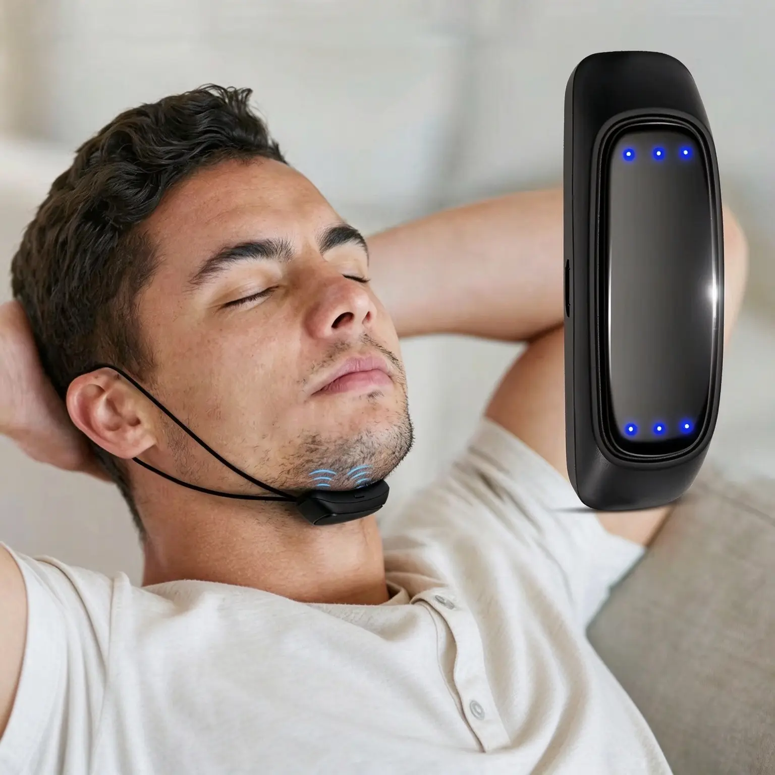 EMS Pulse Stop Snore Portable Comfortable Sleep Well Stop Snore Health Care Sleep Apnea Aid USB Smart Anti Snoring Device