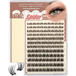 120pcs Spider Lash Clusters Wispy, Natural Fluffy Realistic D Curl False Eyelashes, Mixed Length 8-16mm, Self-Adhesive, Soft Individual Lashes