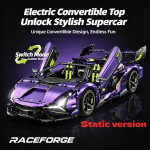 Raceforge 1:8 Stylish Lamborghini Meteor Purple Buildable Supercar Convertible Fidget Toy, Static Version, for Car Lovers