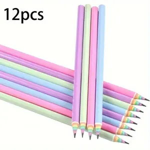 12pcs Rainbow Recycled Paper Pencils HB, Cute Pre Sharpened Wooden Box Pencils, Anti Fracture Graphite Pencils for Student Writing, Drawing, Sketching, School Supplies Colorful and Cute