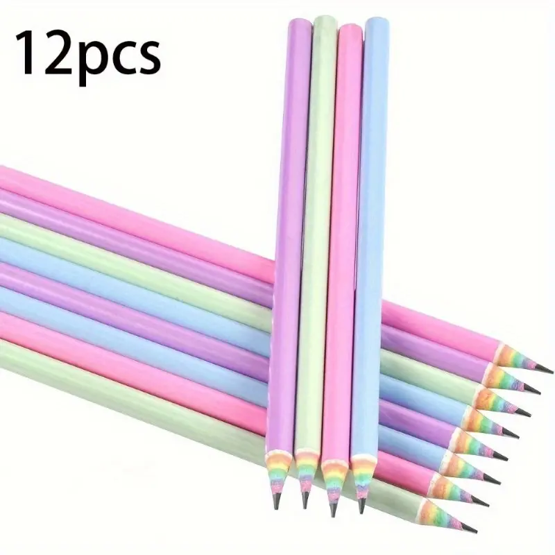 12pcs Rainbow Recycled Paper Pencils HB, Cute Pre Sharpened Wooden Box Pencils, Anti Fracture Graphite Pencils for Student Writing, Drawing, Sketching, School Supplies Colorful and Cute