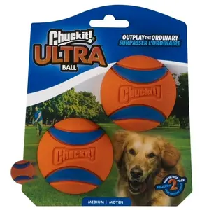 Chuckit! Ultra Ball Durable Rubber Fetch Dog Toy | Medium 2.5" | Pack of 2 | High Bounce, Floats on Water, Tough & Long-Lasting