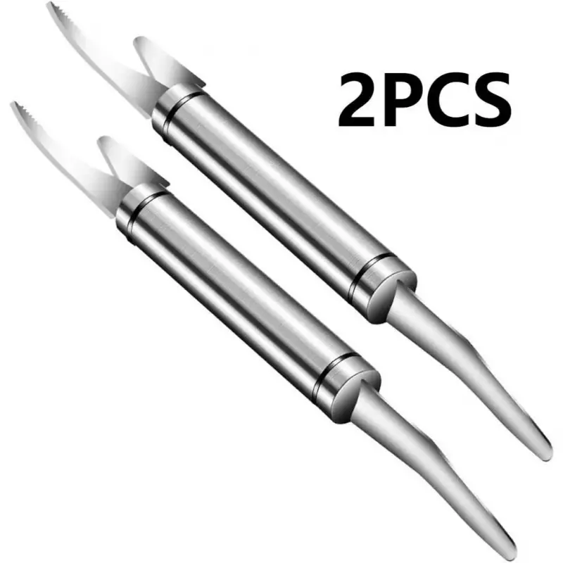 2PCS - 5 In 1 Multifunctional Shrimp Line Fish Maw Knife Stainless Steel Shrimp Deveiner Tool Multifunctional Fast Shrimp Peeler Fish Scale Remover Kitchen Fish and Shrimp Duck Intestine Cleaner