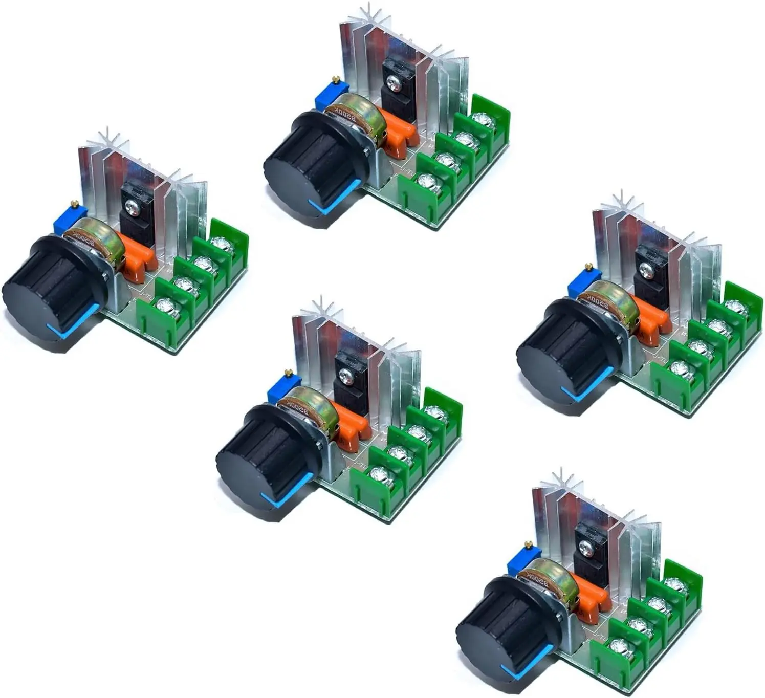5 Pcs AC 50-220V 2000W 25A SCR Motor Speed Controller High-Power Electronic Voltage Regulator Module with Speed Control Knob LED Dimmers