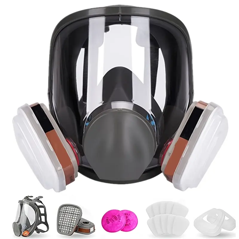 [27 in 1 Full Face Mask] 6800 Reusable Respirator - 27 Mask with Filter for Painting, Epoxy Resin, Auto Spray, Dust, Polishing, Welding, Grinding | Hypoallergenic Plastic Pull-On Adjustable Straps