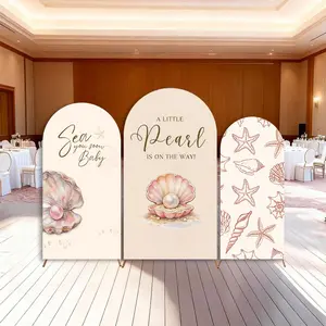 15-day Delivery Little Pearl on the Way Baby Shower Arch Backdrop Cover Seashell Coastal Party Summer Decor