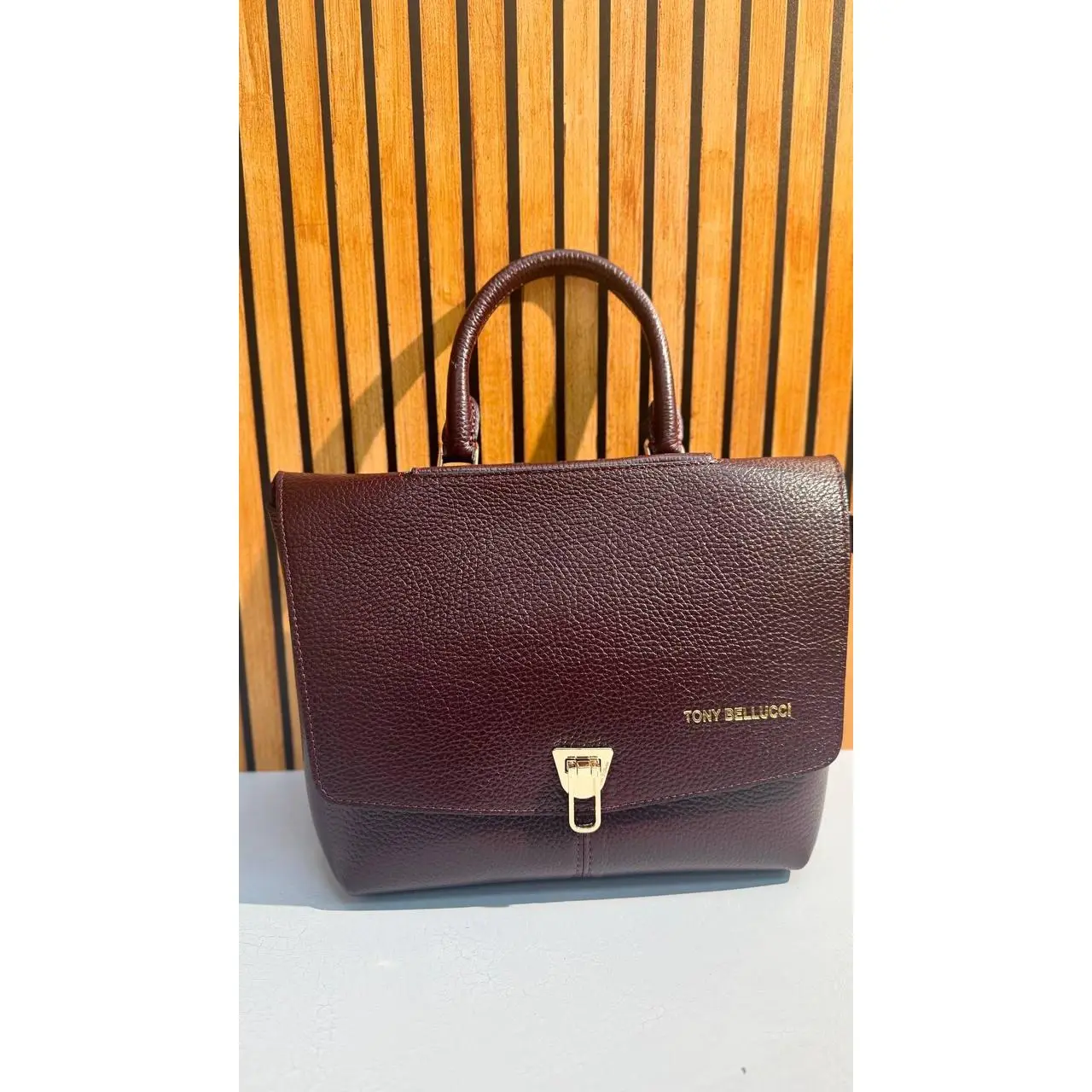A stylish leather briefcase bag by Tony Bellucci