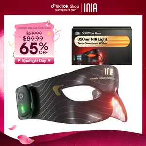 INIA GLOW Red Light Therapy Eye Mask with 96 High-Density LEDs & Cryotherapy Cooling, LED Eye Mask Skincare for Wrinkles, Dark Circles & Puffiness, FDA-Cleared, Portable and Rechargeable, 2-Year Warranty, Mother's Day Special Gift