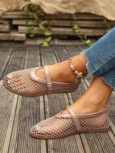 Women's Mary Jane Casual Sandals, Breathable Mesh Design, Buckle Fastening, Summer Lightweight Beach Flats, Daily Outdoor Comfort Shoes