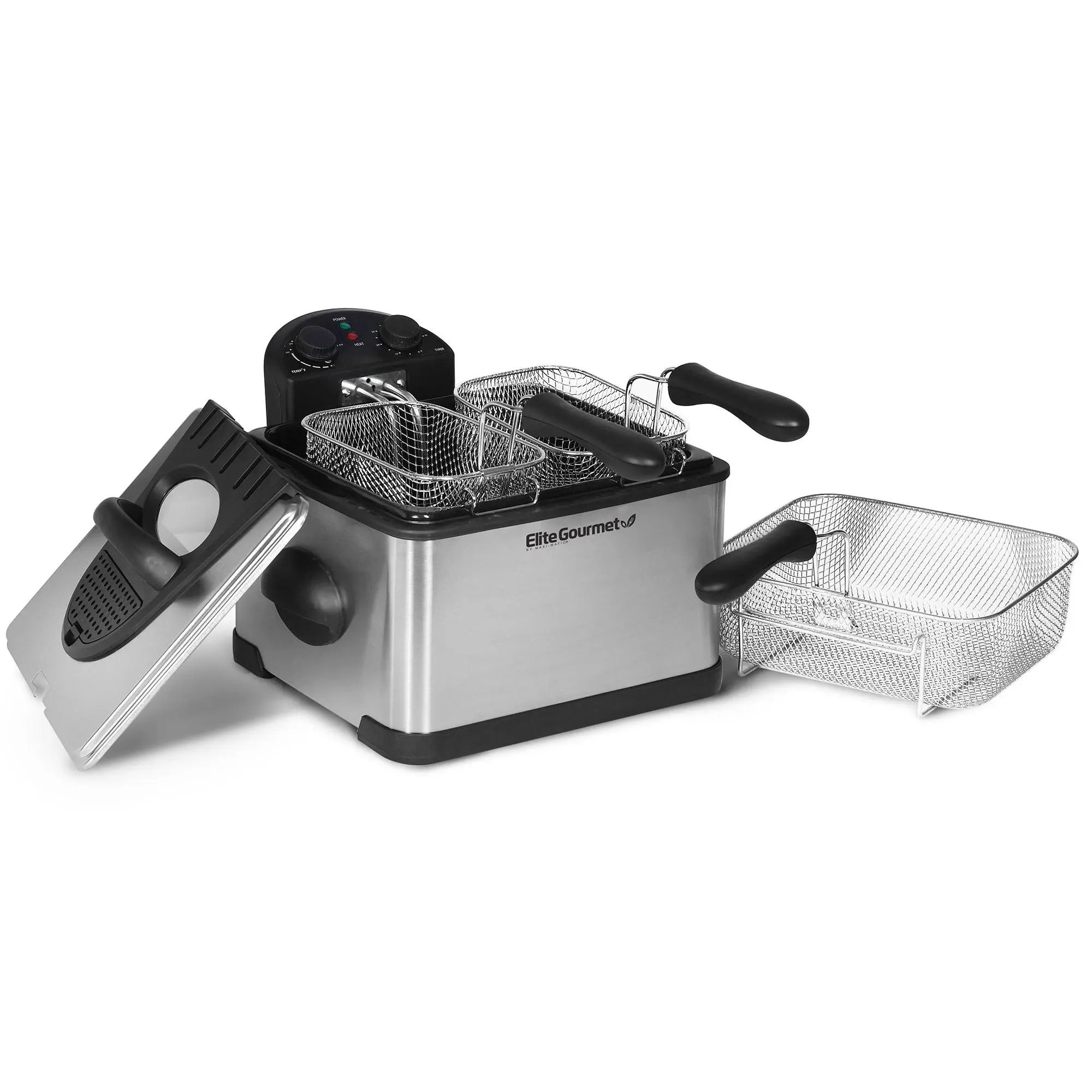 Elite Platinum 4 Quart Dual Deep Fryer with 3 Bskets