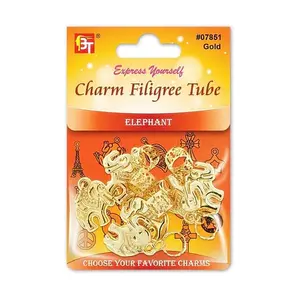 Beauty Town Gold Filigree Tube Charm - Gold Plated Pendant for Chain, Trinkets for DIY Jewelry Making, Fashion Hair Accessory