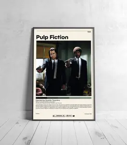 Pulp Fiction Poster | Quentin Tarantino, Minimalist Movie Poster, Vintage Retro Art Print, Custom Poster, Wall Art Print