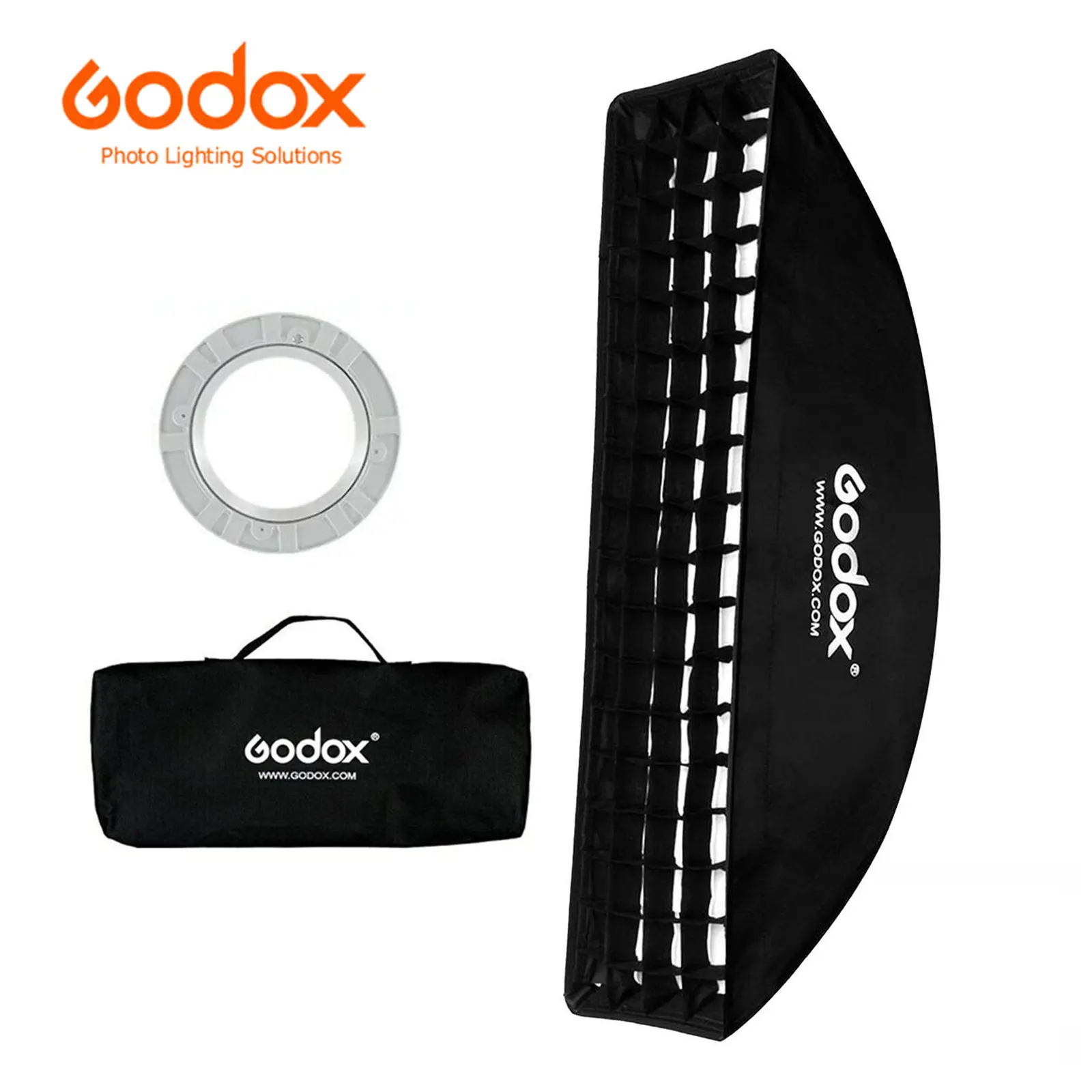 Godox 12"x47"/30x120cm Strip Softbox Lighting Kit, Bowens Mount Reflector Modifier with Honeycomb Grid for Photo Strobe Studio Flash, Compatible with Godox AD600BM SK400II MS300 AD400Pro VL150 SL150, W/Carrying Bag