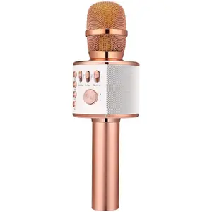 Karaoke Microphone,3-in-1 Portable Handheld Karaoke Mic Speaker Machine  Party Birthday for All Smartphones PC(Q37 Rose )