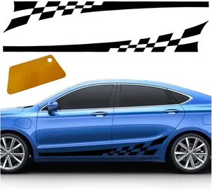 2 x 78 Inch Car Door Side Waistline Decals Sport Racing Stripes Stickers Waterproof Vinyl Car Decorative Stripes
