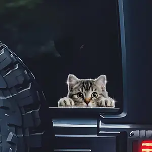 Cute Cat Car Sticker, Self-Adhesive Vinyl Decal, Easy to Install, Tiger Pattern, Pet Lover Essential, Fits Cars Trucks Motorcycles Windows Laptops, Car Decals, Decorative Decal, Sticker for Cars