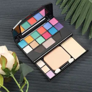 Multifunctional Makeup Eyeshadow Palette 19-Color Makeup Box 12-Color Eyeshadow Multi-Color Set Palette with Assorted Shades and Concealer Sponge