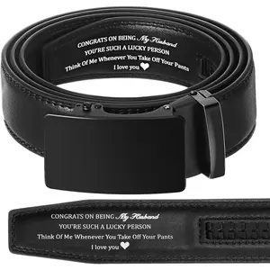 Father's Day Mens Ratchet Belt Congrats  Being My Husband Personalized Engraved Leather Belt for Him