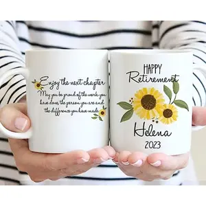 Personalized [SEND CUSTOM VIA MESSENGER] Retirement Mug, Enjoy The Next Chapter Coffee Mug, Happy Retirement Gift For Women, Retired Gift Idea Retiree Grandparent Custom Quitter Ceramic Cup, Coworker Gift