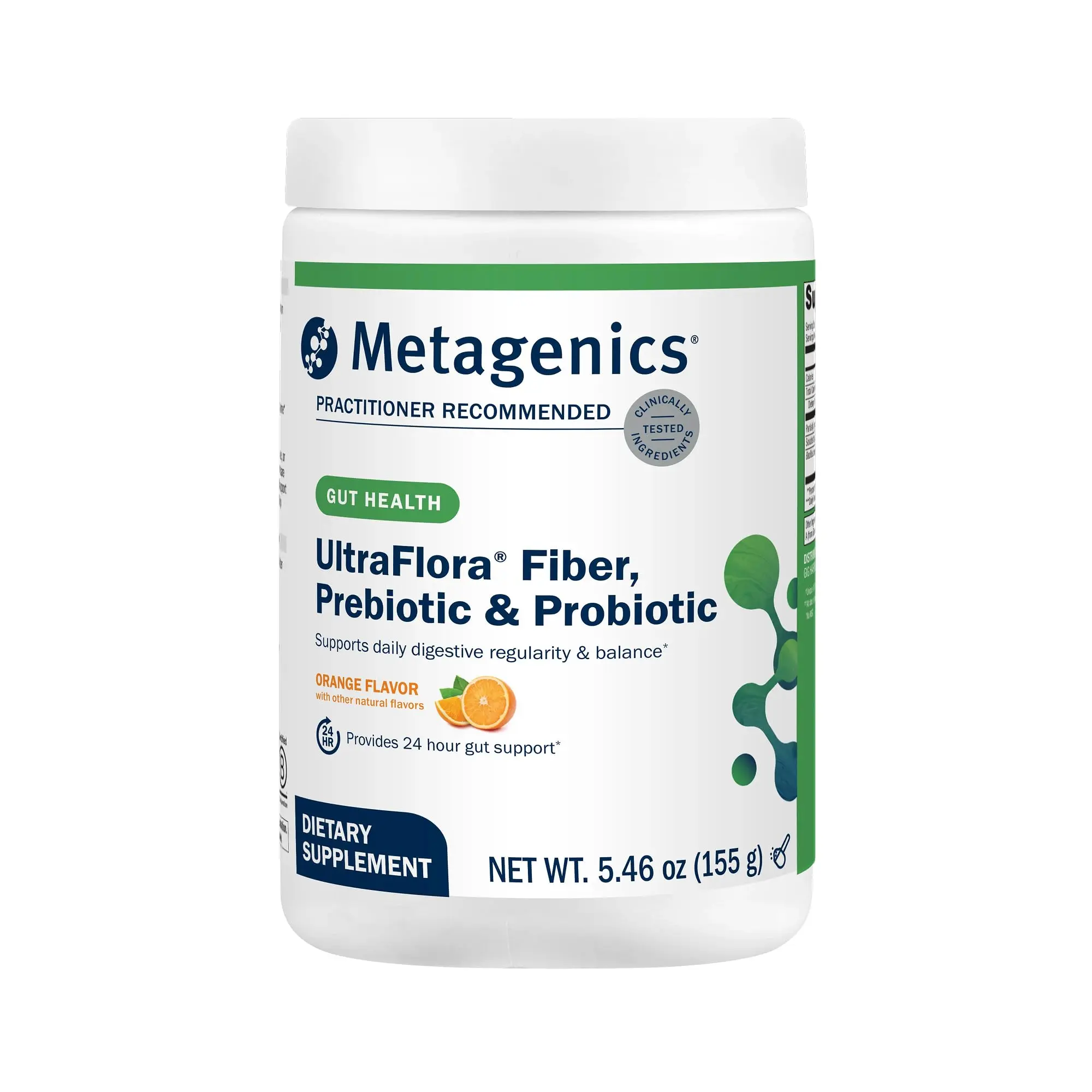 Metagenics UltraFlora Fiber, Prebiotic & Probiotic - Dietary Fiber Supplement Powder - Supports Bowel Regularity, Microbiome Balance & Gut Comfort - Orange Flavor - 30 Servings